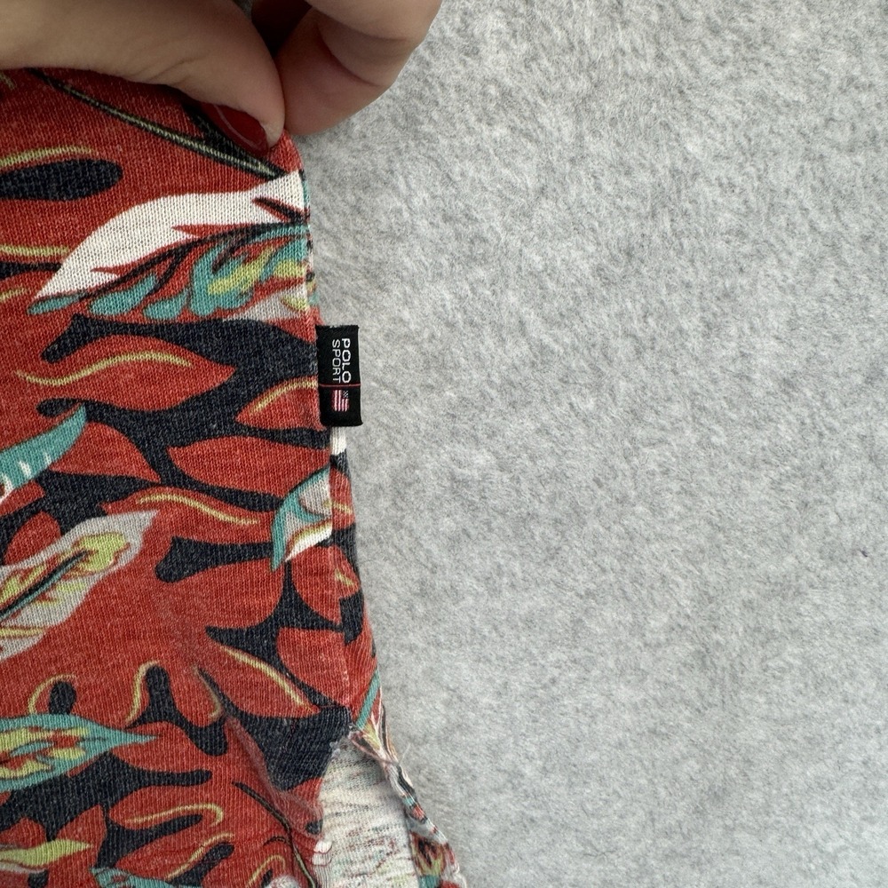 VTG Polo Sport Ralph Lauren 2XLT Red Tropical Leaf Shirt 60% Hemp 40% Cotton - Picture 10 of 16